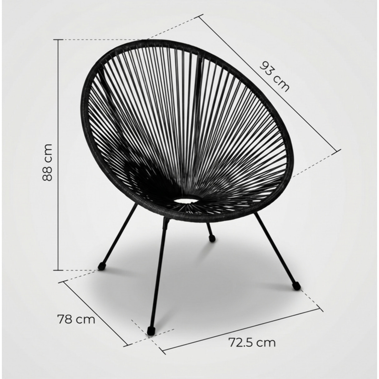 Sedia da giardino in acciaio e vimini sintetico multistring, poltrona outdoor design moderno, resistente a UV e acqua, antiruggine e facile da montare, seduta ergonomica e traspirante, ideale per balcone terrazzo e giardino