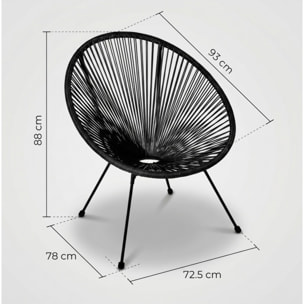 Sedia da giardino in acciaio e vimini sintetico multistring, poltrona outdoor design moderno, resistente a UV e acqua, antiruggine e facile da montare, seduta ergonomica e traspirante, ideale per balcone terrazzo e giardino