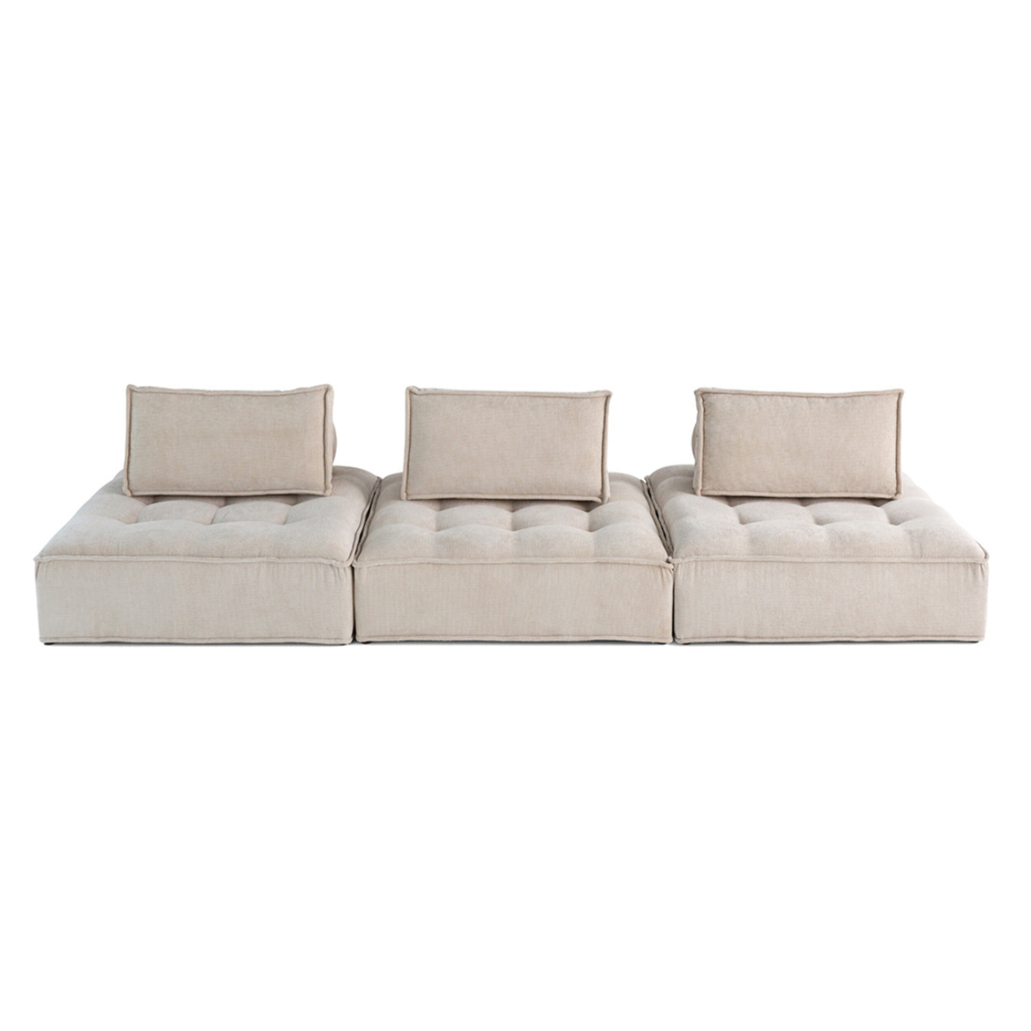Marisol - canapé modulable droit 3 places - velours texturé - Beige