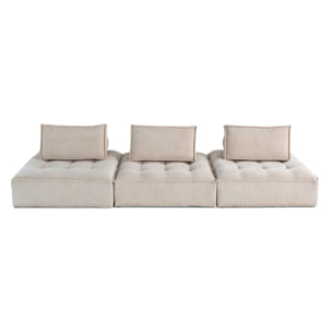 Marisol - canapé modulable droit 3 places - velours texturé - Beige