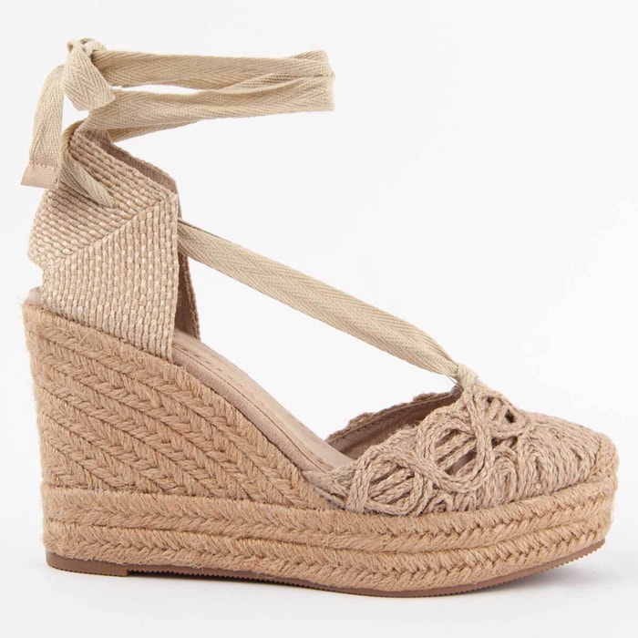 Alpargata De Cuña - Beige - Altura: 10 Cm