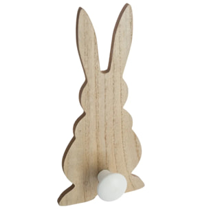 Patère enfant "Lapin" - bois - blanc - 14x30 cm