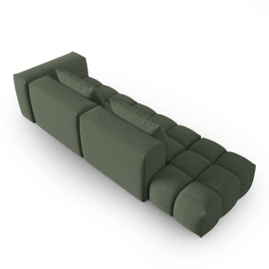 Canapé modulable gauche "Lorella" 3 places en tissu structurel vert olive foncé