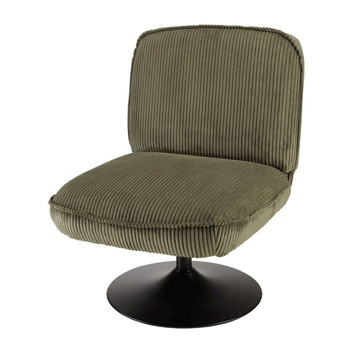 AGATHE - Fauteuil pivotant en tissu velours côtelé vert