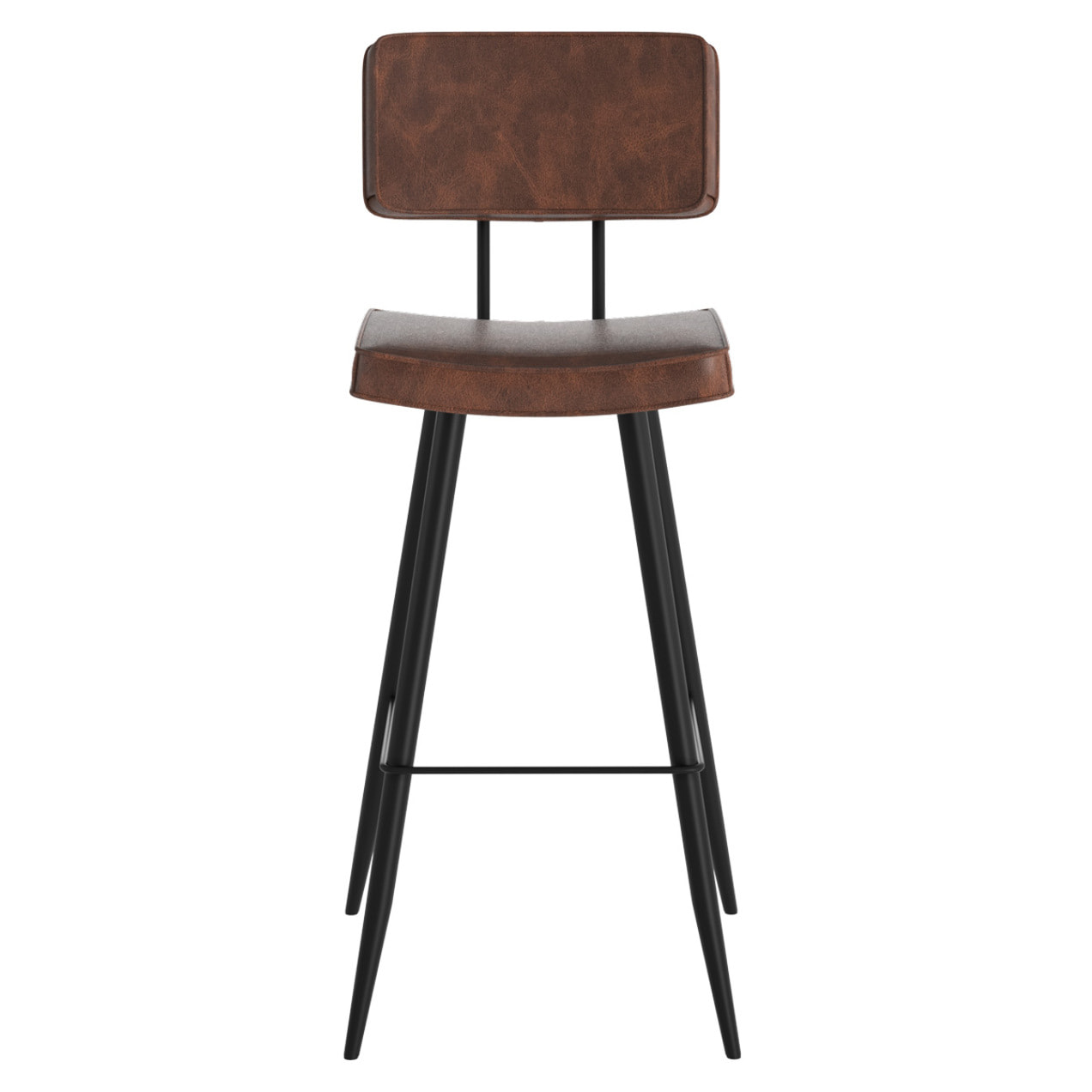 Lot de 2 chaises de bar marron en cuir synthétique 75.5 cm - Texas