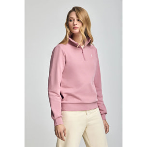 Felpa rosa cipria con mezza cerniera e ricamo Rigby Go