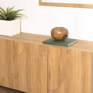 ETHAN - Buffet couleur naturelle 4 portes décor motif arrondi