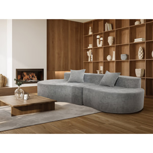 Canapé virgule en tissu texturé "Avola" - 3 places - Gris