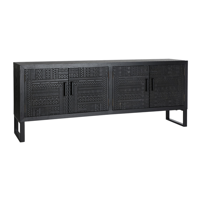 Mueble tv de madera de fresno en color negro de 152x35x61cm