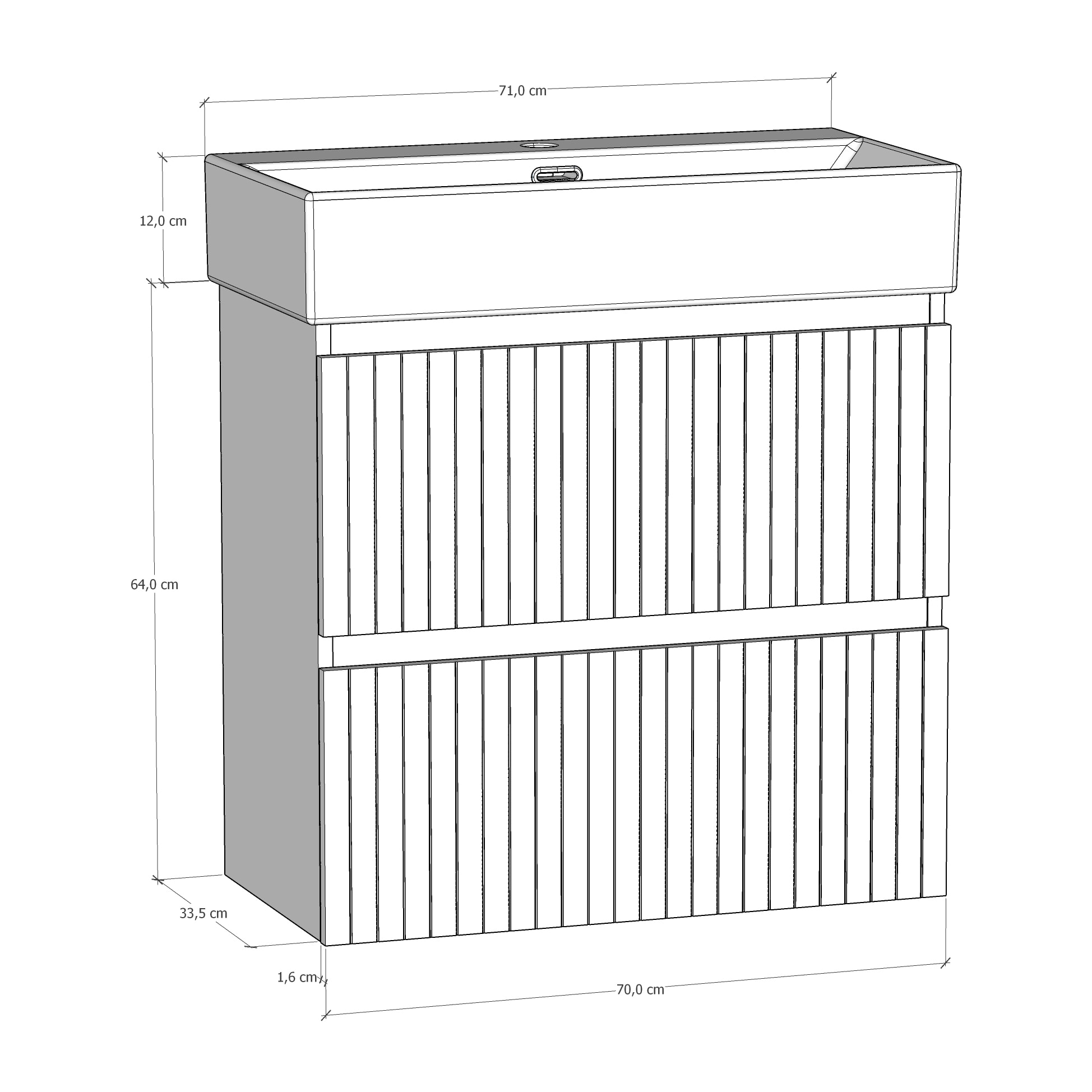 ENSEMBLE DE SALLE DE BAIN ZEL | MEUBLE SUSPENDU | 70 CM ROSE | DEUX TIROIRS | LAVABO ENCASTRÉ | MIROIR NON INCLUS | MEUBLE MONTÉ | ALDAY