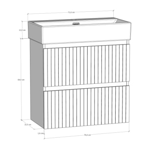 ENSEMBLE DE SALLE DE BAIN ZEL | MEUBLE SUSPENDU | 70 CM ROSE | DEUX TIROIRS | LAVABO ENCASTRÉ | MIROIR NON INCLUS | MEUBLE MONTÉ | ALDAY