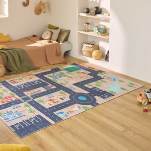 HAPPY - Tapis enfant lavable à motif circuit - Beige