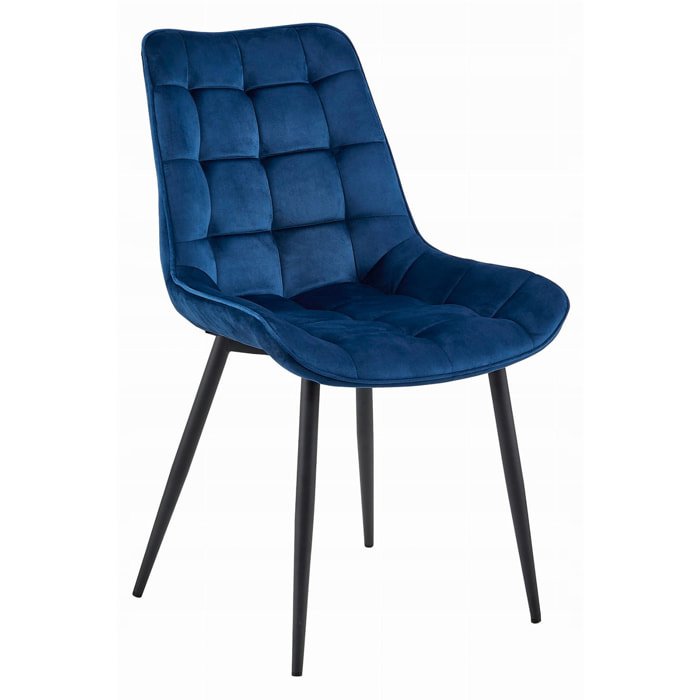 Set di 2 sedie Bera in velluto blu navy con gambe nere