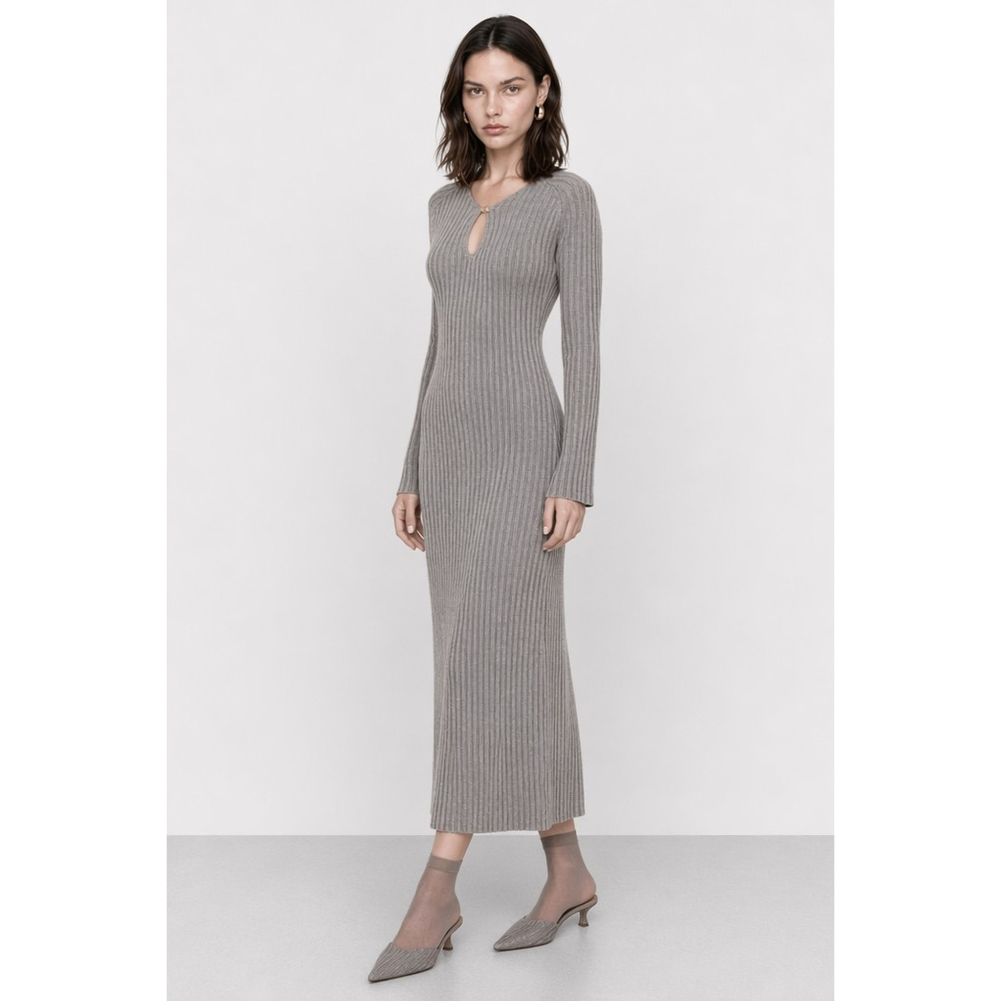 Kocca - Abito in maglia a coste con scollo a goccia Donna