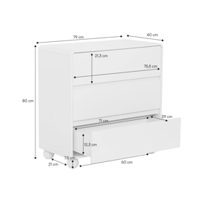 Commode enfant décor bois laqué 3 tiroirs NOUSHKA