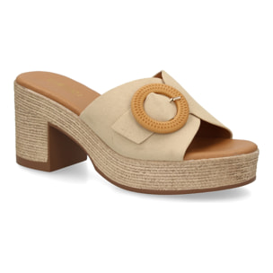 Zueco de tacon comodos y elegantes diseño moderno con hebilla decorativa