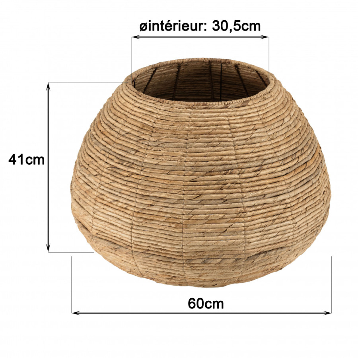 ALIDA - Cache pot petit modèle en tissage d'abaca naturel