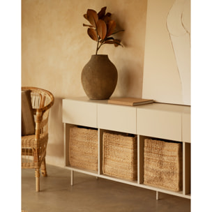 Buffet avec 4 tiroirs laqué en teinte sable de 176x40cm Hauteur: 75 Longueur: 176 Largeur: 40