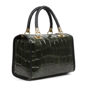 Catena Borsa tote Donna.Pelle autentica Camoscio Inciso Coccodrillo Grande