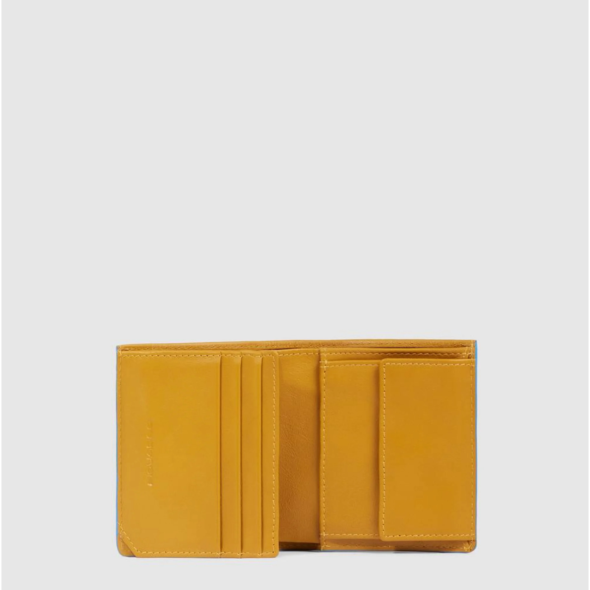 Piquadro Portafogli verticale in pelle con porta monete, porta carte di credito e protezione RFID