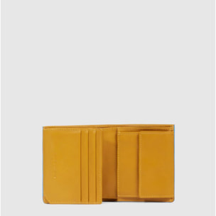 Piquadro Portafogli verticale in pelle con porta monete, porta carte di credito e protezione RFID