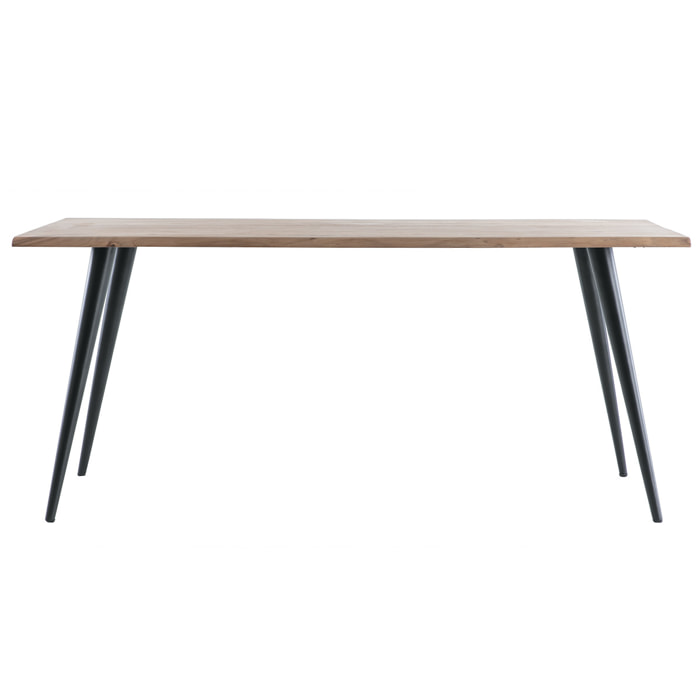 Table à manger rectangulaire industrielle en bois massif et métal noir L175 cm EDGE