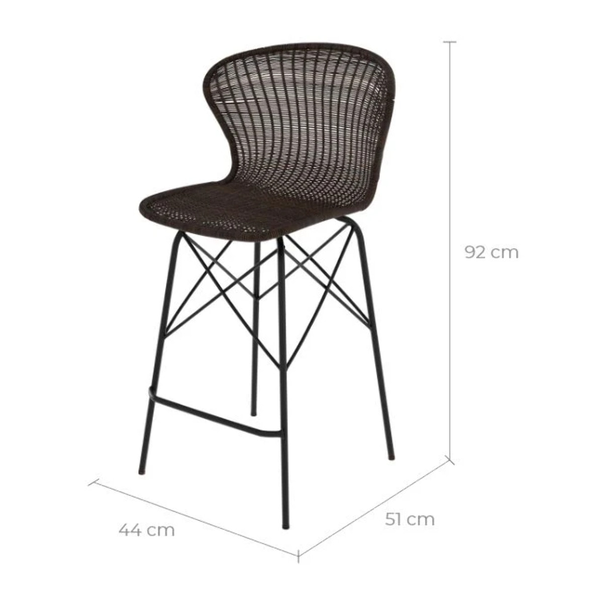 Lot de 2 chaises pour îlot central 63 cm en résine tressée marron - Palma