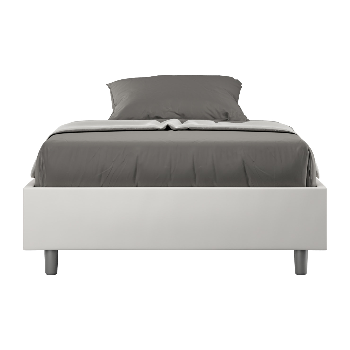 Letto una piazza e mezza contenitore imbottito 120x210 similpelle bianco Azelia