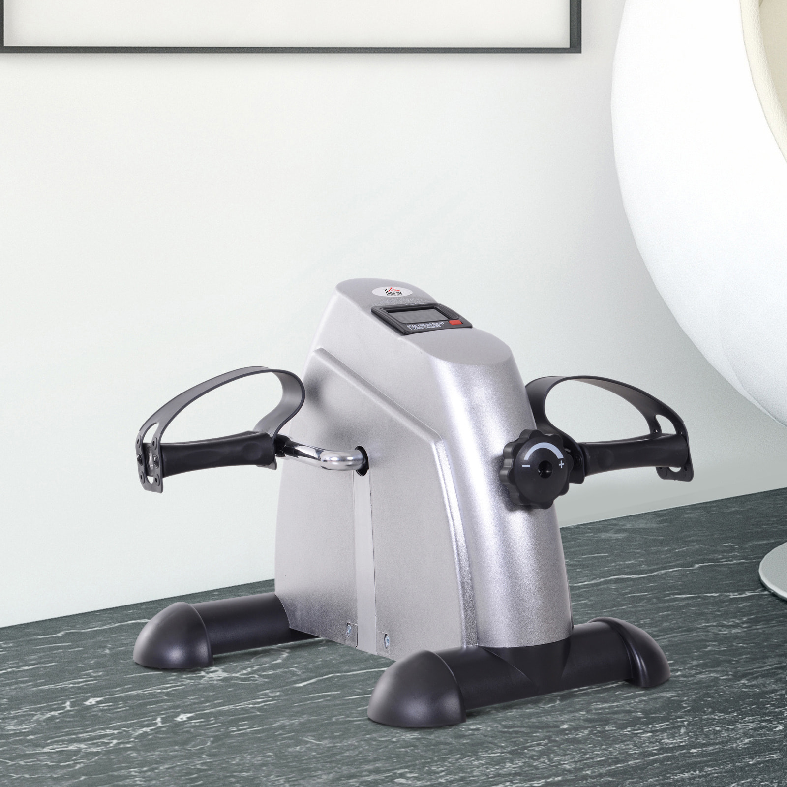 Mini vélo d'appartement pour jambes bras appareil de fitness avec écran LCD dim. 39L x 40l x 31H cm argenté