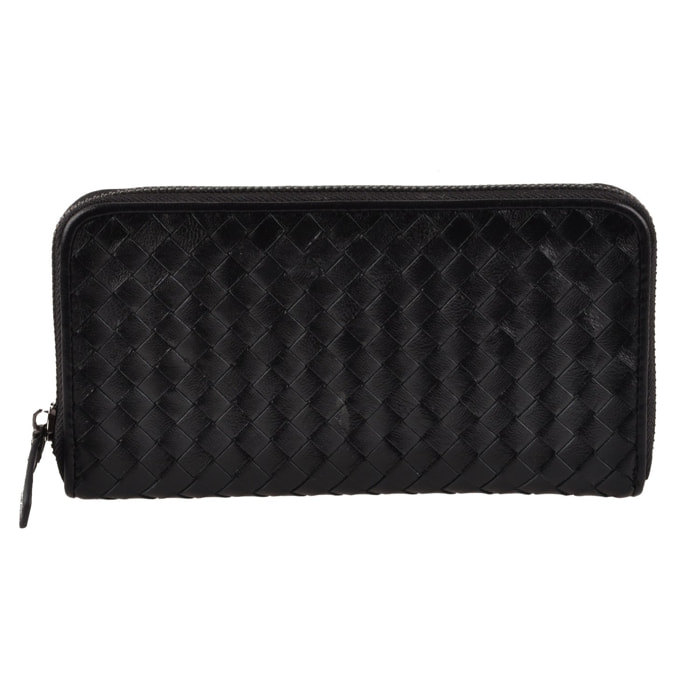 Portafogli Donna colore Nero-in pelle Made in Italy L20 cm X W11 cm X H2 cmcm