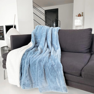Plaid imitation "Lapin" 130x170cm 610g/m² - Cocoon Bleu gris