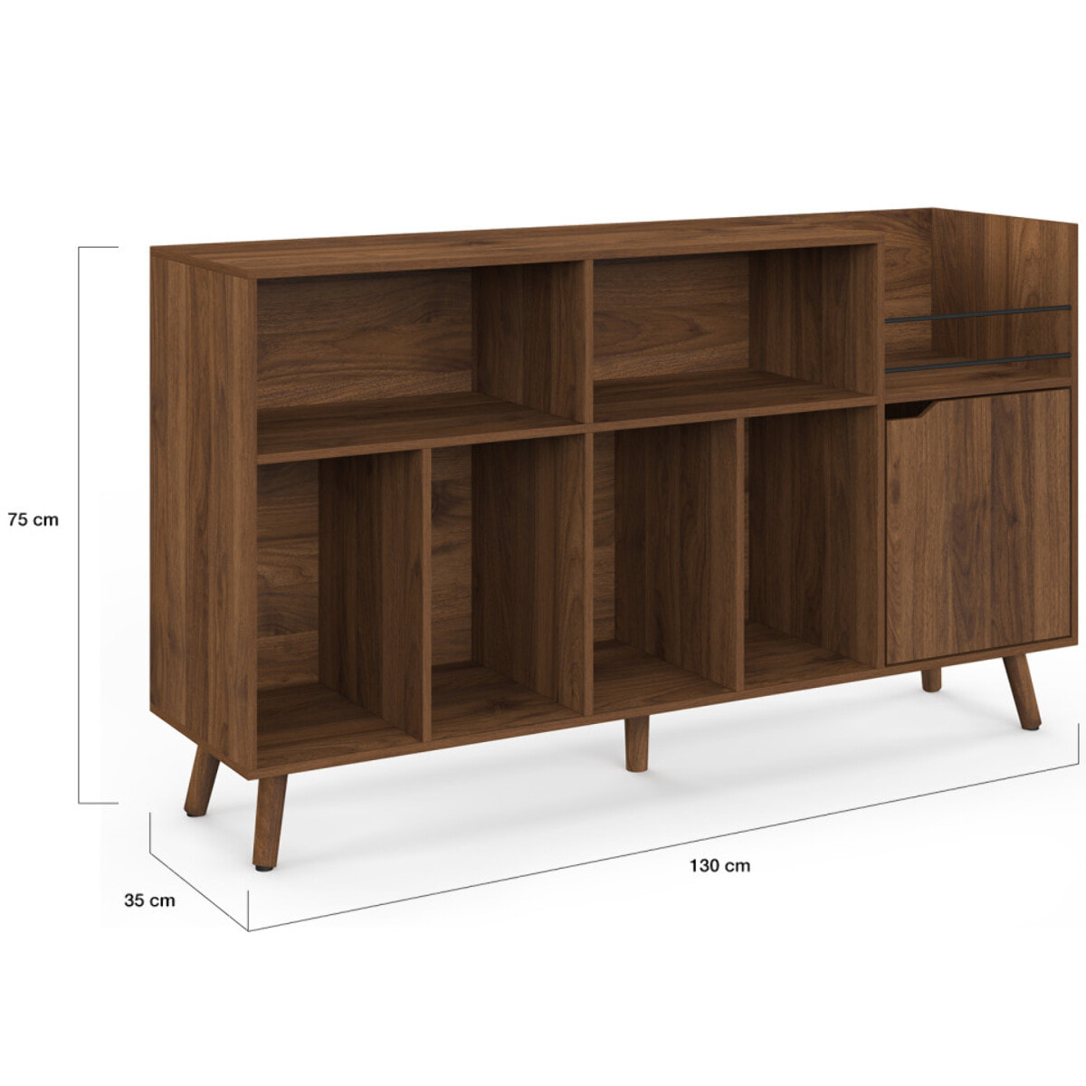 Meuble vinyles Sanza effet noyer 130cm