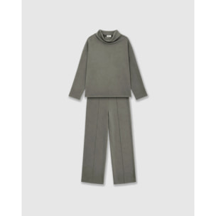 Set pantalone con pince felpa drappeggiata blu acqua