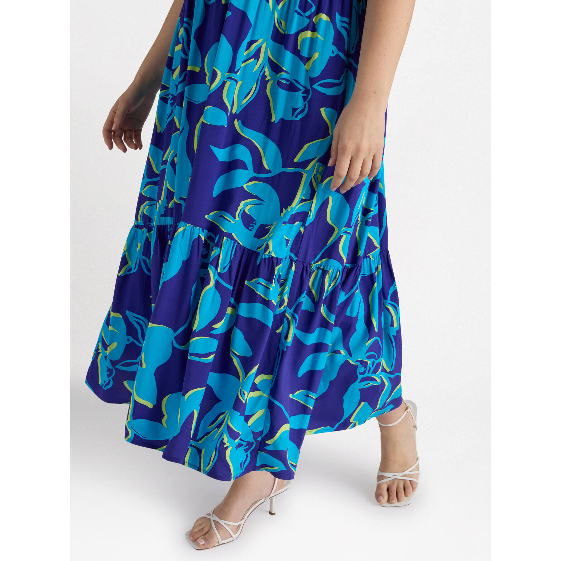 Fiorella Rubino - Vestito floreale in viscosa LENZING™ ECOVERO™ - Bluette