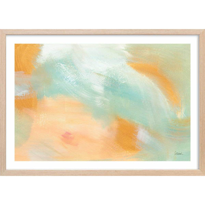 Poster orange blush Affiche + cadre en bois - Chêne