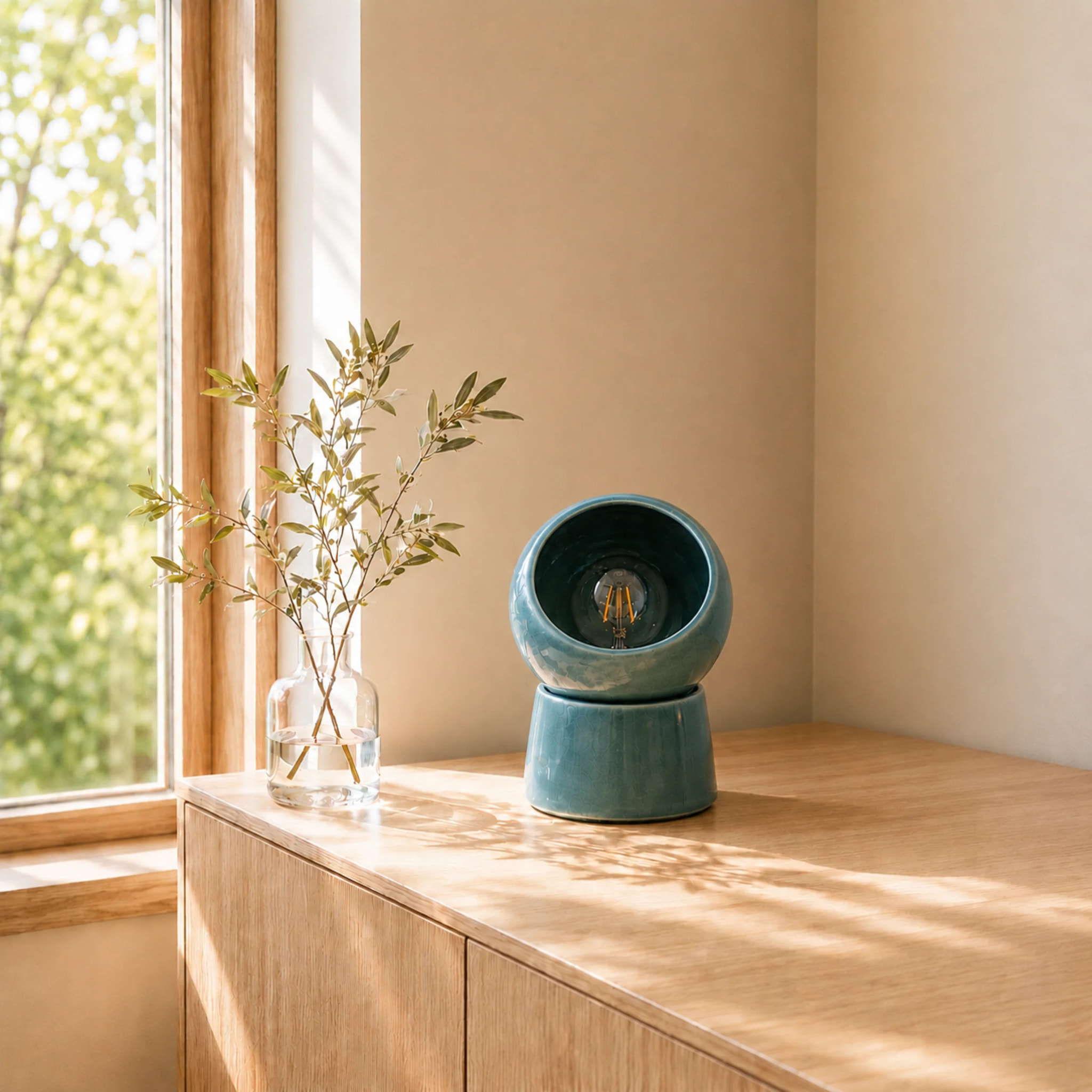 Lampe à poser en céramique bleue - Halo