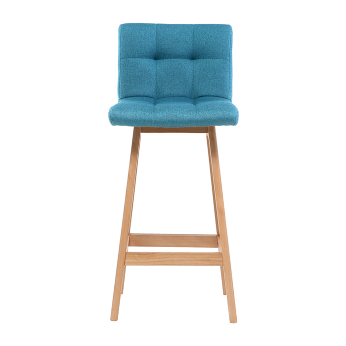 Tabourets de bar bois et bleu canard H65 cm (lot de 2) KLARIS