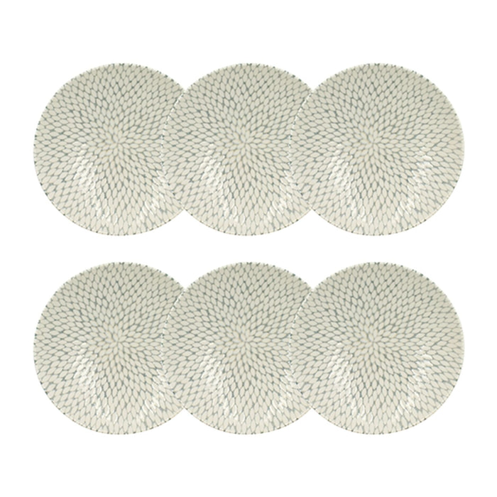 Lot de 6 assiettes creuses à motif en porcelaine 21cm JASMIN