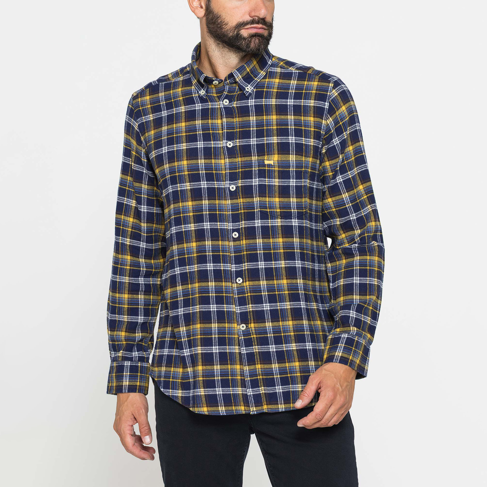 CAMICIA FANTASIA TINTO FILO IN FLANELLA LEGGERA