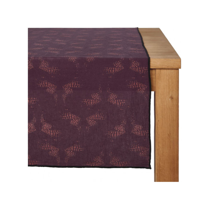 Chemin de table en lin et coton violet 50x150cm - ATOSIA 188