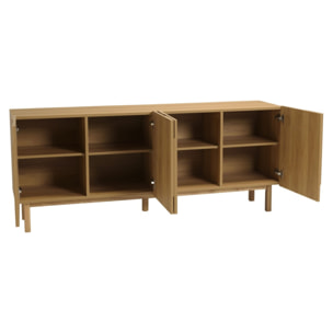 ETHAN - Buffet couleur naturelle 4 portes décor motif arrondi