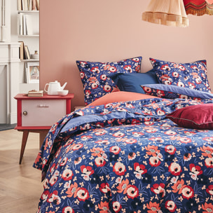Parure de lit Housse de couette + taies rectangles unie en coton, ALICE, Multicolore