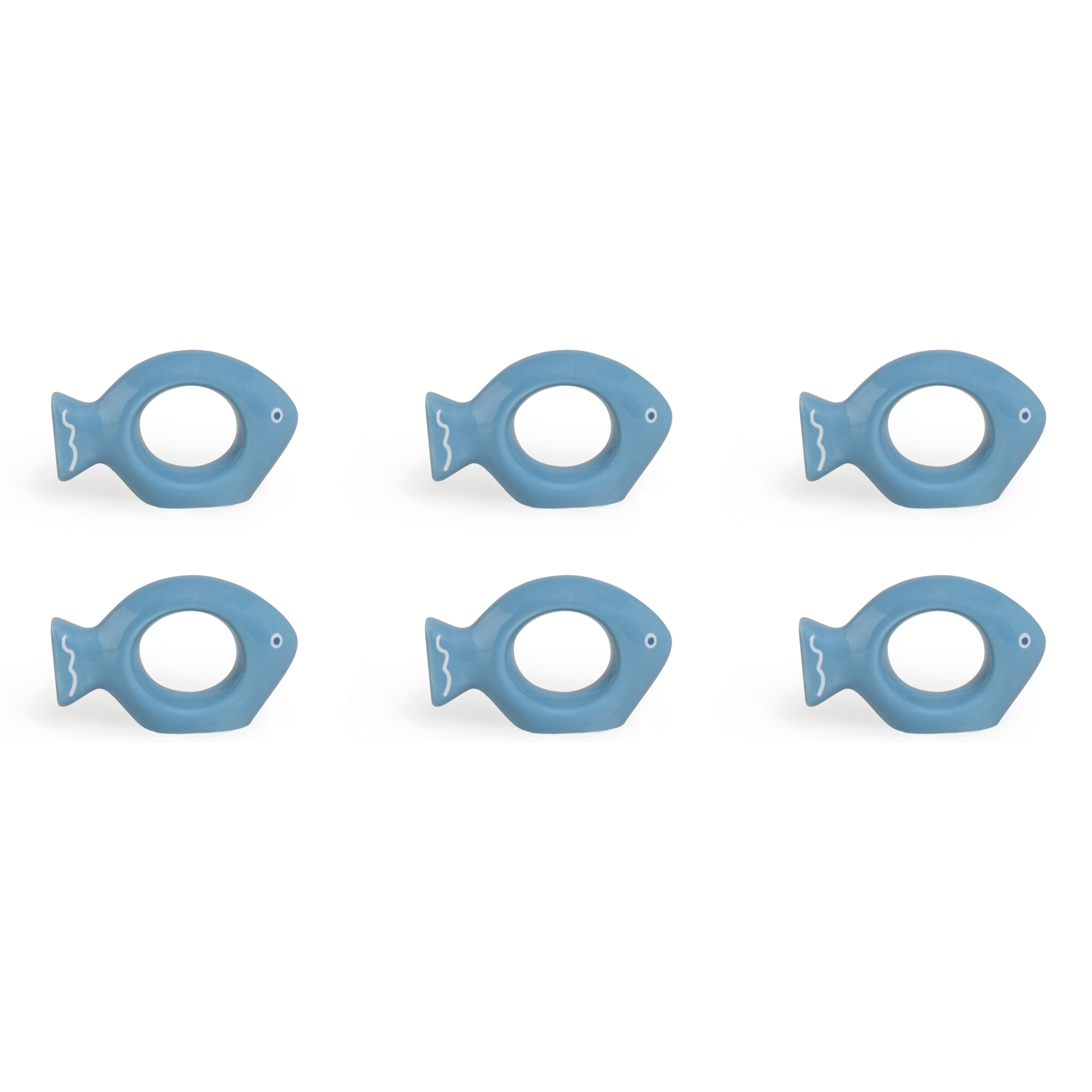 Set 6 Porte-Serviettes Excelsa – Ocean, Céramique Bleue