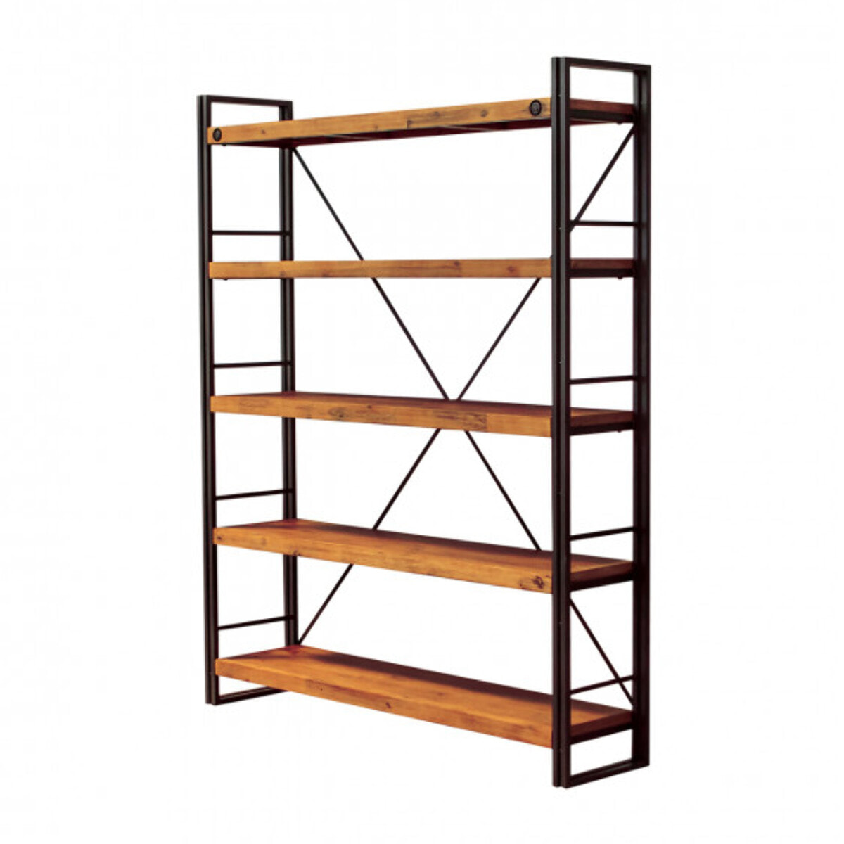 Bibliothèque en bois et métal 5 étagères H.190cm - ATELIER