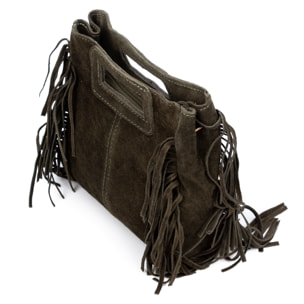 Barbata borsa a tracolla donna. Vera pelle Scamosciata con borchie decorative.