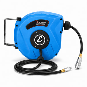 Avvolgitubo Aria Compressa Tubo Professionale Attacco 1/4" Fissaggio Parete Muro Sistema Blocco Automatico Riavvolgitore Pressione 24 Bar 10 + 1 Mt