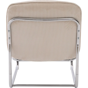 Fauteuil en velours côtelé et piètement chromé - MARVIN