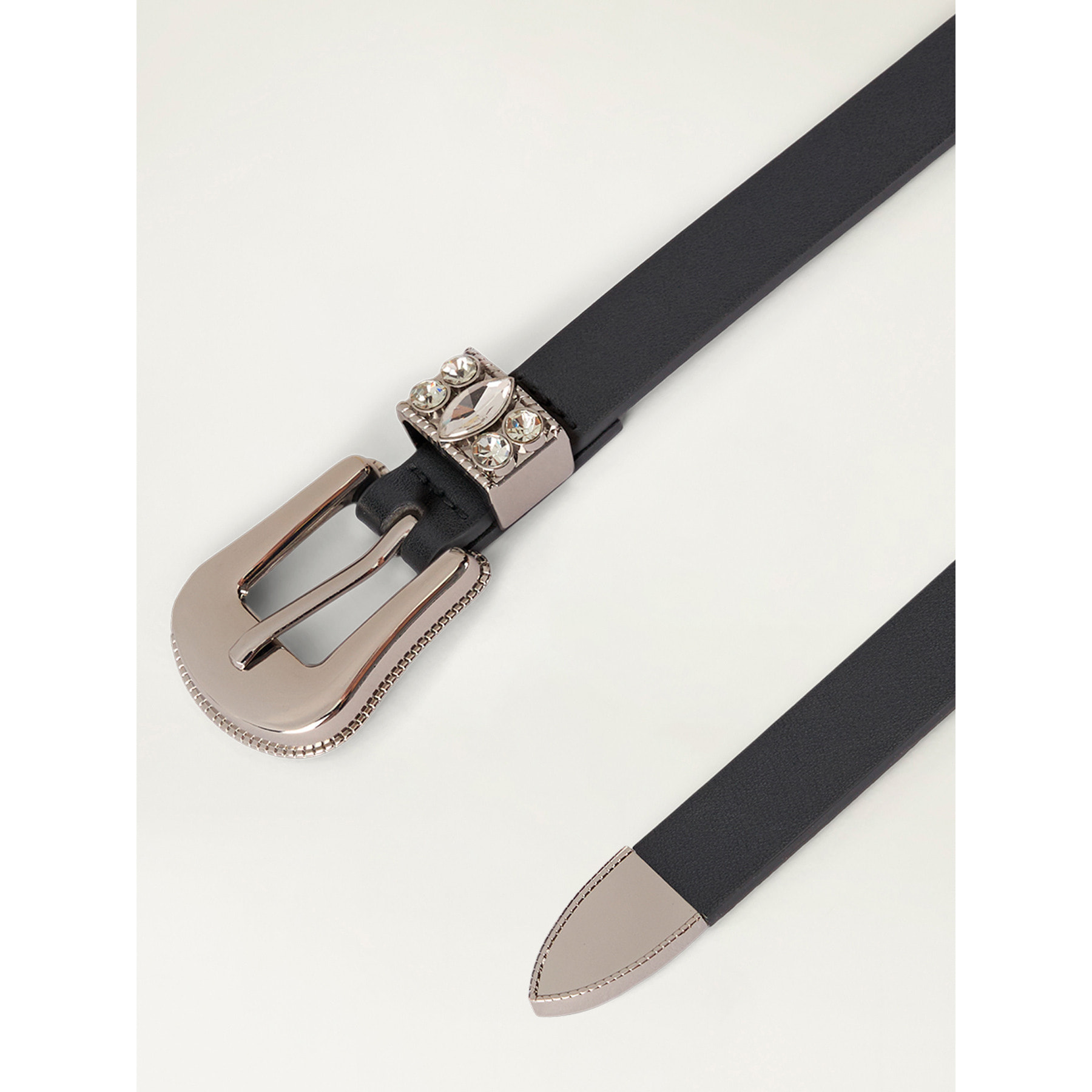 Oltre - Cintura con dettaglio pietre - Nero