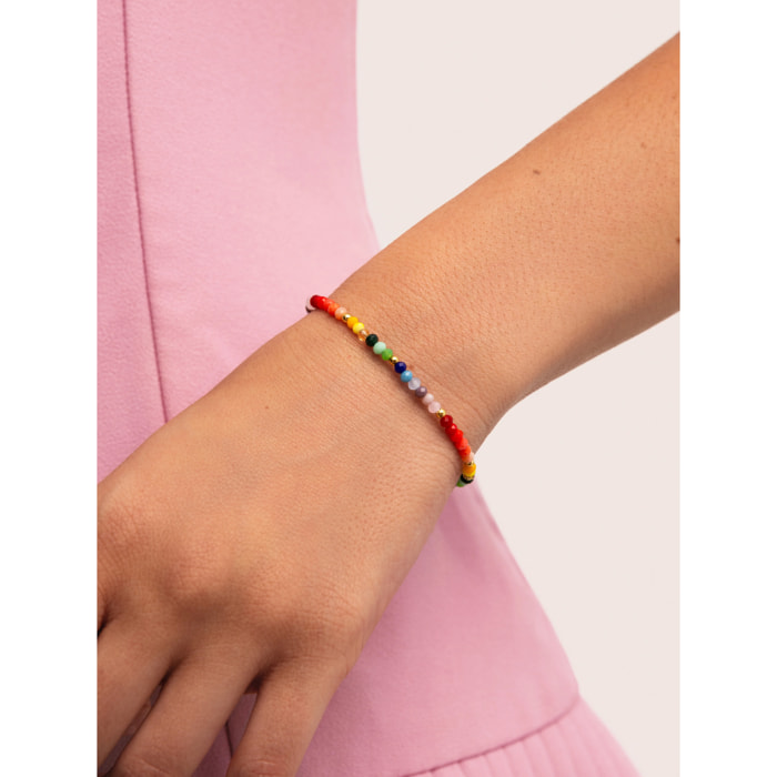 Pulsera Crystals Rainbow Acero Baño Oro