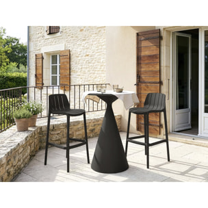 Table et chaises hautes de bistrot empilables "Vaena" - 2 places - Noir